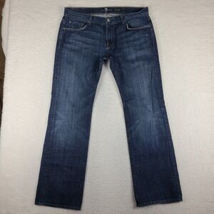 7 For All Mankind Jeans Mens 38x34 Blue Boot Cut Dark Wash Cotton 7FAM Denim